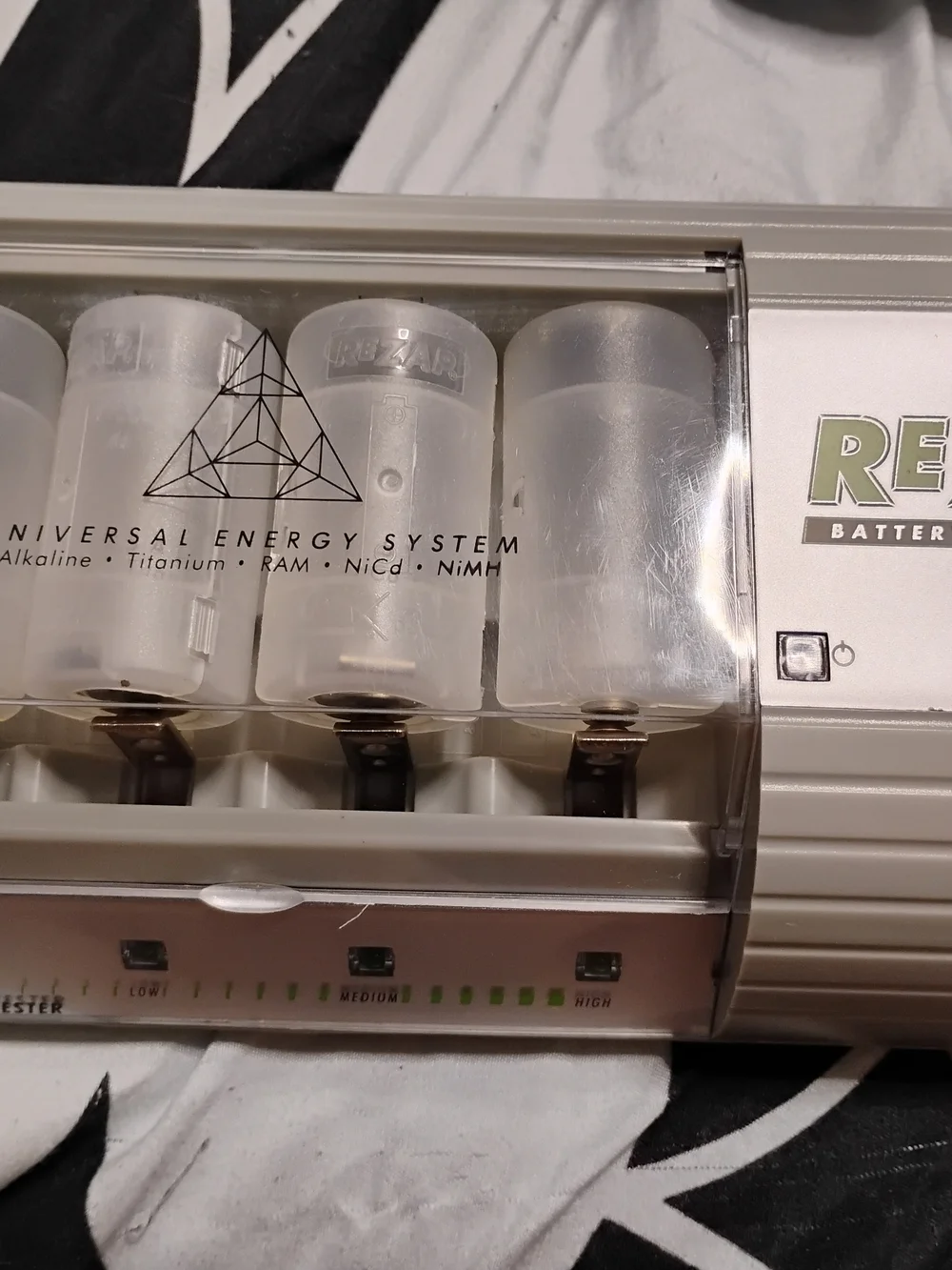 Multi-Chemistry Battery Charger — Silver with Green Accents